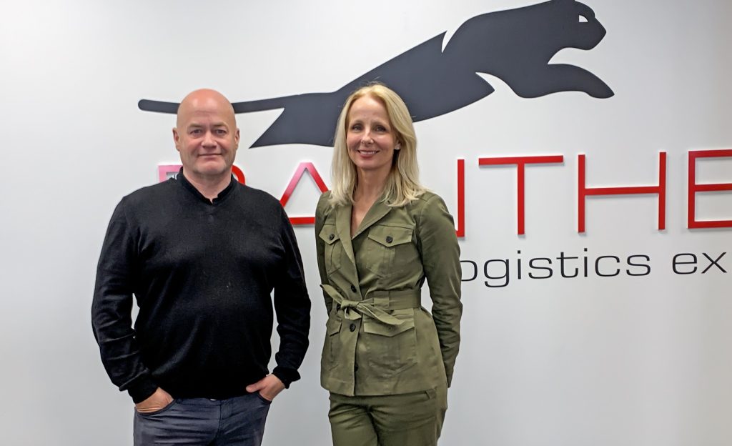 Panther Logistics working in partnership with Footprint Recycling to take sustainability to next level - Panther's Logistics Director Guy Burgess pictured with Robyn Brook, Director, Footprint Recycling